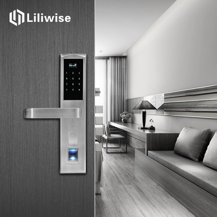 Keyless Residential Door Locks , Fingerprint Hotel Electronic Door Locks 304 Stainless Steel