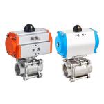 US Currency SS304/316 BSPT/Bsp/NPT Threaded Pneumatic 3PC Ball Valve Straight