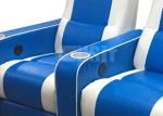 Theater Faux Leather Modern Recliner Chair Blue And White Color Manual Featured
