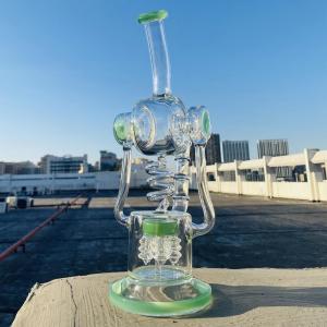Wholesale 14 Inch Unique Big Glass Bong Hookah Dual Uptake Sprinkle Jellyfish Perc Drain Recycler Dab Rig from china suppliers