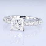 18k 1.5ct+ Princess Design Ring Daily Style Princess Shape White Synthetic