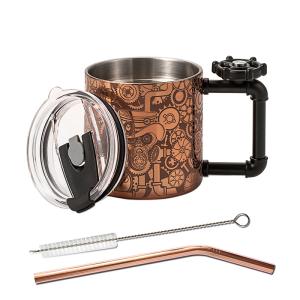 Wholesale 12oz Double Walled Coffee Cup Stress Relief Coffee Mug With Gyro Handle from china suppliers