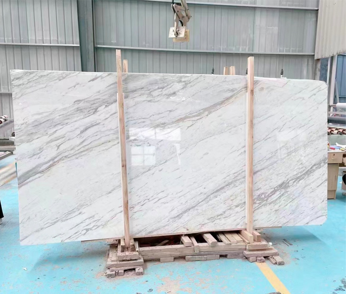 OEM ODM 15mm Natural Volakas White Marble Stone Tiles For Background Wall