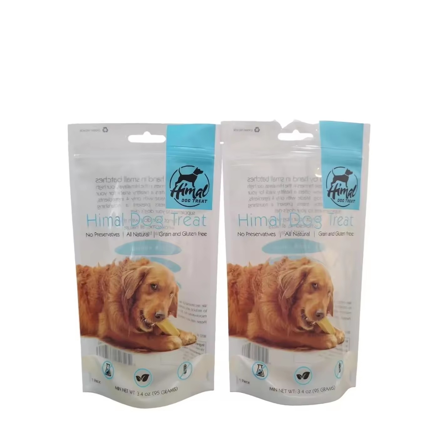 Customization Logo Resealable Dog Food Bags Zipper Bag With Window Pet Snacks Stand Up Pouch
