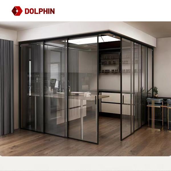 New Design Slim Frame Sliding Door Aluminum And Glass Door For Hotel Home Office