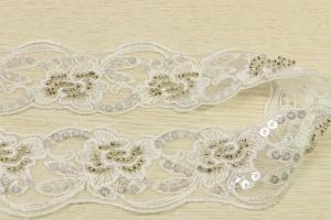 Wholesale ODM white bridal lace trim Flower embroidered Botanical paillettes translucent from china suppliers