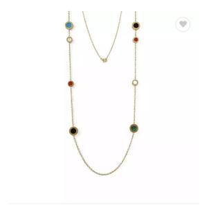 Wholesale Multicolored Marble Stack Wearing Long Necklace 18K Gold Stainless Steel Necklace from china suppliers