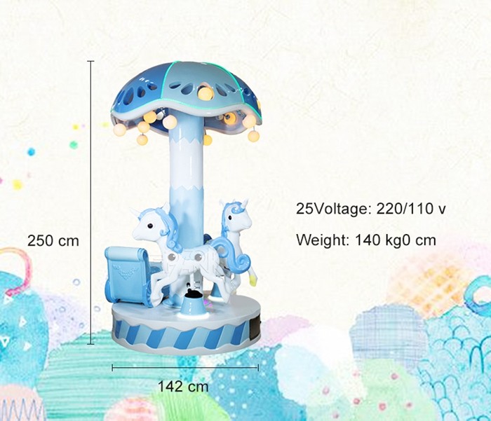 140KG Kiddy Ride Machine Mini Electric Children Riding Carousel For Three People