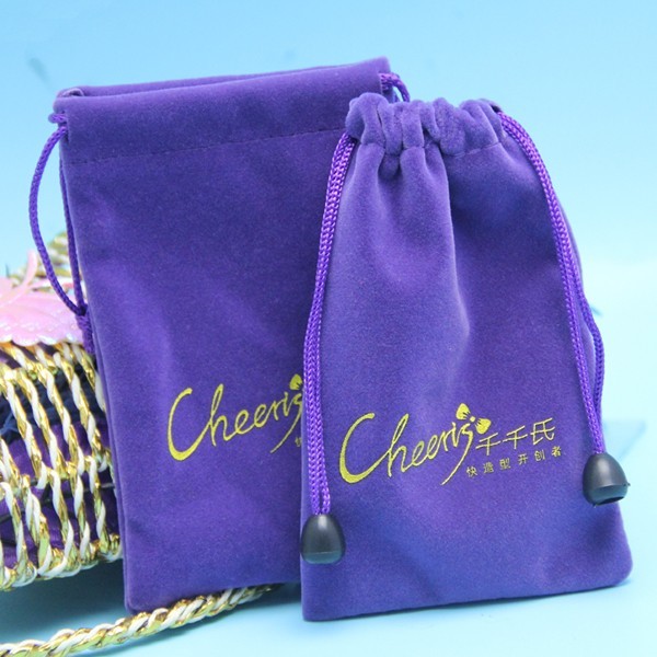 Soft Jewelry 10x15cm Velvet Drawstring Bag with printing logo