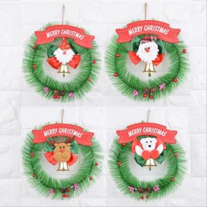 China Christmas Wreath Garland Santa Clause Snowman Door wall Hanging Ornament for Home Decoration on sale