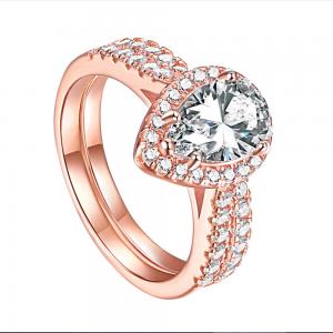 China 2021 Anillos De Boda Lucky Ring Affordable Classic Rose Gold CZ Rings Women Wedding Sterling Silver Set S925 For Ladies on sale