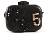Quilted Black And Gold Clutch Purse Box Shaped With Letters Decorate