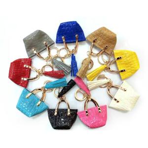 Wholesale Glitter Leather Small Purse Keychain , Chorme Plated Change Pouch Keychain from china suppliers