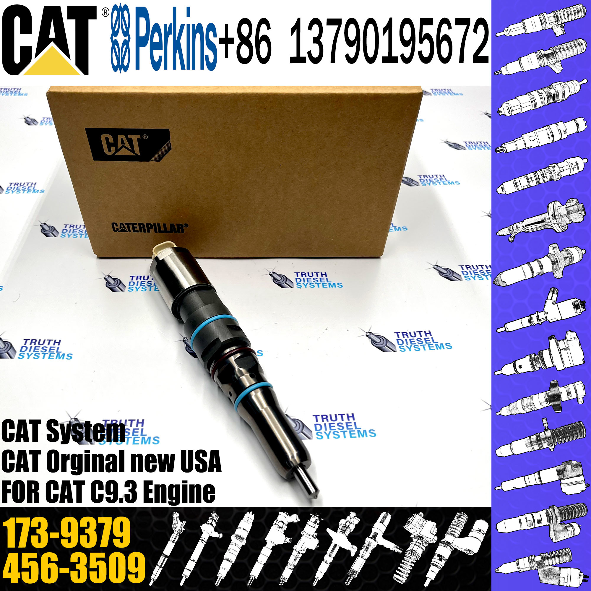 Engine Fuel Injector Common Rail Diesel Fuel Injector 173-9379 456-3509 138-8756 456-3589 155-1819 324-5467
