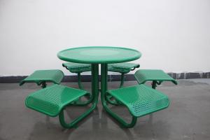 China Outdoor Steel Round Picnic Tables And Chairs For Commercial Restaurant on sale