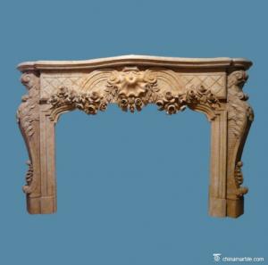 China Flower Carved Decorative 30mm Marble Fireplace Mantel Surround on sale