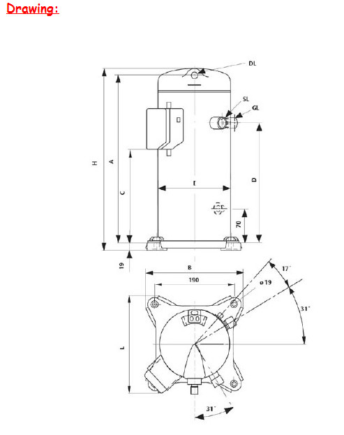 Black 3HP Copeland Copelametic Compressor / Scroll Compressors For Refrigeration ZR34K3-PFJ-522