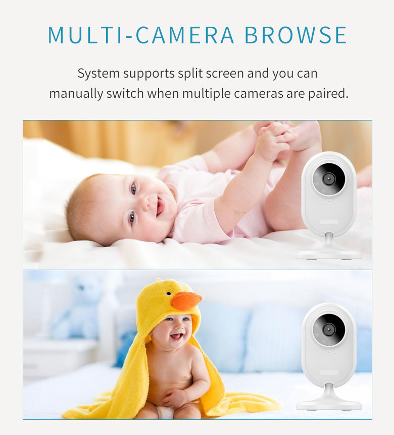 3.5" 720P Baby Monitor Cry Warning Temperature Test Alarm Setting Babyphone