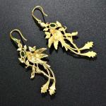 Gold Plated Stering Silver Drop Earrings with Enamel Phoenix Style Fashion