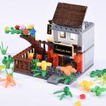 136pcs colorful city architecture model street store plant house inn building
