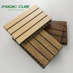 Eco-friendly interior slats pet and wooden soundproof grooved acoustic wall