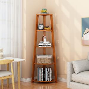 Wholesale contermperary 5 Shelf Solid Wood Ladder Bookshelf Wooden Corner Rack from china suppliers