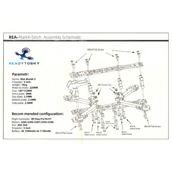 Mark4 Mark 4 5inch 225mm/ 6inch 260mm / 7inch 295mm W/ 5mm Arm FPV Racing Drone Quadcopter Freestyle Frame for Rooster 230mm