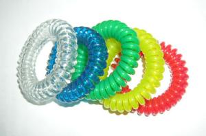 Wholesale Spiral wrist coil with ring key chain solid/transparent color mini coil school office gift from china suppliers