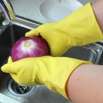 Kitchen Latex Flock Lined Rubber Gloves , Cleaning Gloves With Cotton Lining
