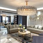 Electroplating Crystal glass pendant lights Multi Layer 50cm