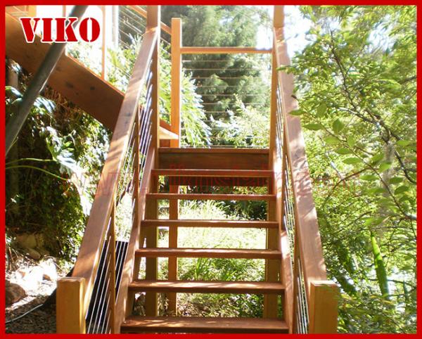 Steel Cable Stair VK76SC Aluminum Baluster Treed Beech Handrail 304 Stainless