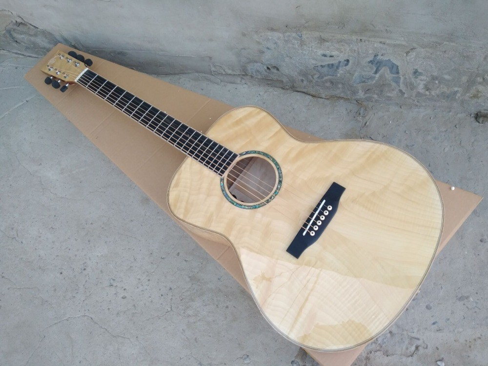 AAAA all Solid OM body style guitar 14 frets imported wood custom solid maple acoustic electric guitar