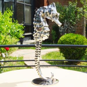 Wholesale Large Stainless Steel Garden Sculptures Mirror Polished Garden Seahorse Statue Outdoor from china suppliers