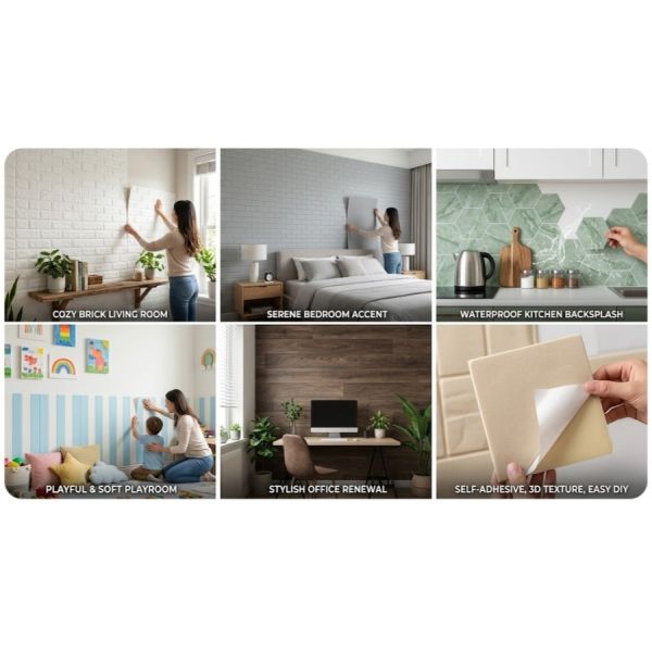 Renter Friendly PE Foam Wall Stickers Lightweight Removable Home 3D PE Foam Wallpaper