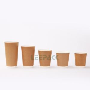 Wholesale Customized kraft paper cups 8oz 10oz 12oz 16oz double wall disposable hot drinking coffee paper cup with lids from china suppliers