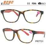 Fashionable reading glasses ,made of plastic ,demi brown on the frame,suitable