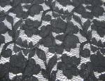 Grey Elastic Cord Lace Material / Floral Viscose Nylon Cotton Fabric CY-DK0011