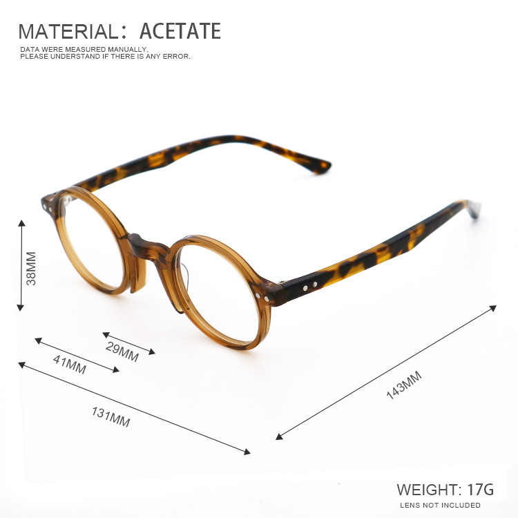Acetate Round Glasses Eyeglasses Trendy Artisanal Frame Optical Frame MR 98218