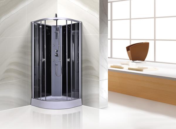 Circle Grey Quadrant Shower Cubicles 900 X 900 X 2250 MM ABS Tray Chrome