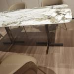 White 180x90x75cm Luxury Marble Dining Table Golden Stainless Steel Base