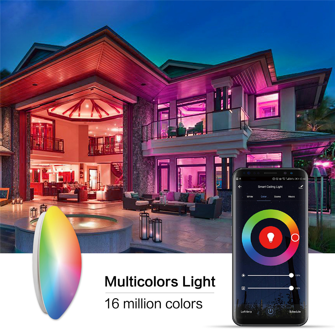 Wi-Fi RGBCW LED Flush Mount Ceiling Light Puff Series