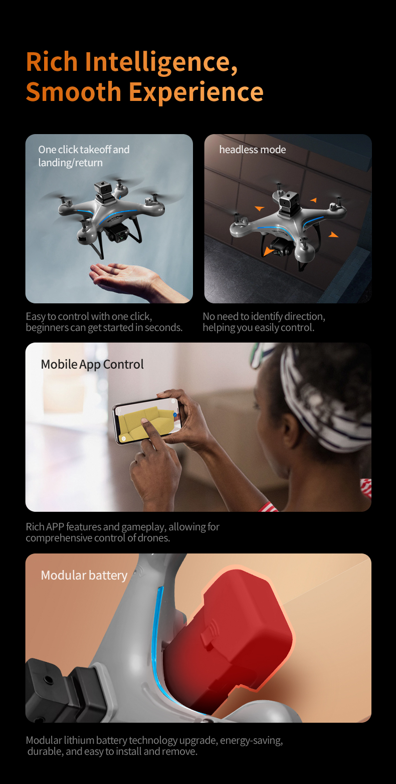 Prosumer Drones Made Easy Ky102 with 4k HD Dual Cameras Four-way Obstacle Avoidance and Intelligent Fixed Height Hovering