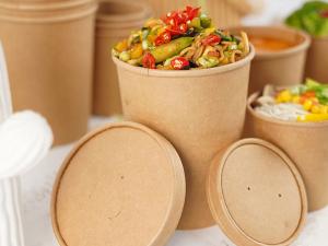 China Rigid Home 32 Oz Durable Disposable Paper Bowls Biodegradable Custom Logo on sale
