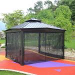 PVC Coated Iron Gazebo Quad Pop Up Gazebo With Sides Steel Frame
