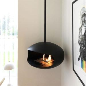 Wholesale Black Modern Indoor Ceiling Mounted Cocoon Hanging Bioethanol Stove Fireplace from china suppliers