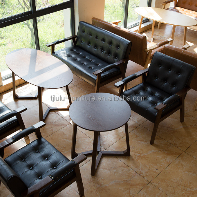 Modern Wooden PU Leather Cafe Sofa Chair Italian Luxury Design Style for Dining Room Restaurant