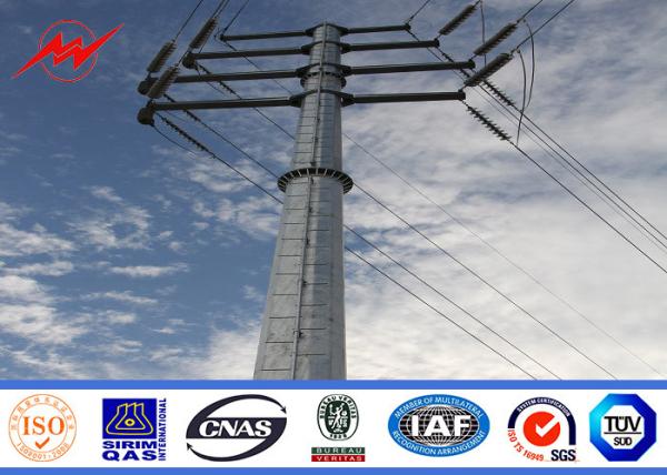 Galvanized Steel Utility Pole 13.4kv Powerful Transmission Line 160 Km / H 30 M