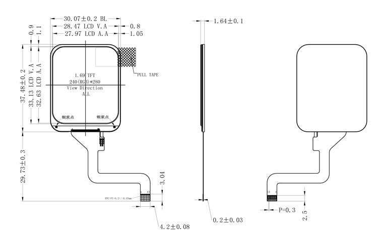 1.69 Inch Round Lcd Display 240*280 Resolution 400 Brightness SPI Interface Driver IC ST7789V