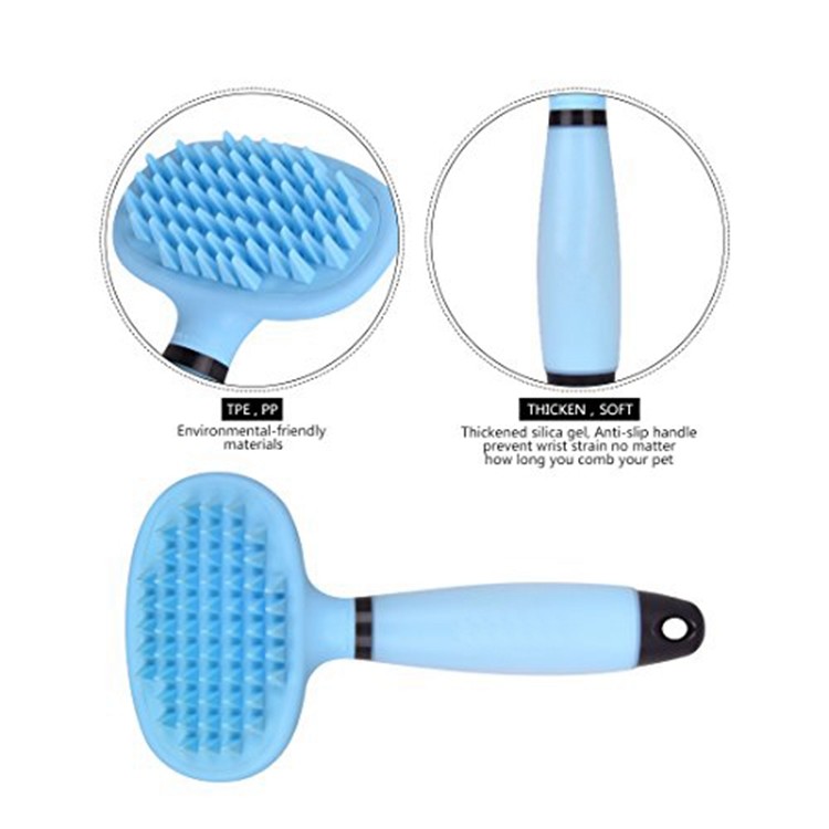 Bathing Grooming Silicone Pet Supplies Brush Comb Custom Color With Soft Massage Pins