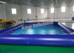 Outdoor Giant Blue PVC Square Inflatable Swimming Pool Size 10m X 8m For Kids